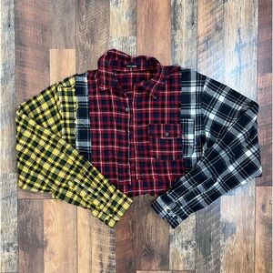 Distress cropped flannel!